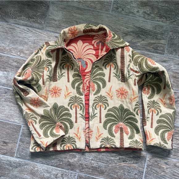 Boho Reversible Palm Tapestry Jacket, Women’s Size Small/Medium - Picture 4 of 5